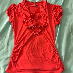 Red Ruffle Blouse Size S